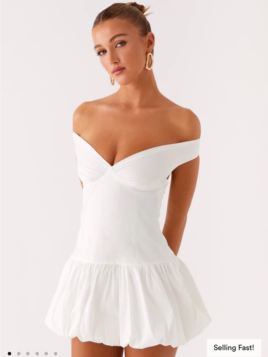 Peppermayo Dresses & Skirts - Peppermayo endless romance off shoulder mini dress in white - 4 nwt
